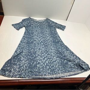 L’Agence Blue Printed Swing Dress Womens Size Small‎ Stretch Short Sleeve *FLAW*